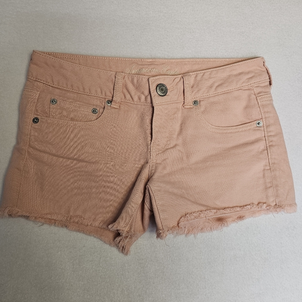 American‎ eagle raw hem pink jean shorts size 4